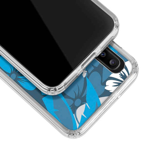 NFL Carolina Panthers Tropical Print Galaxy A20 Clear Case