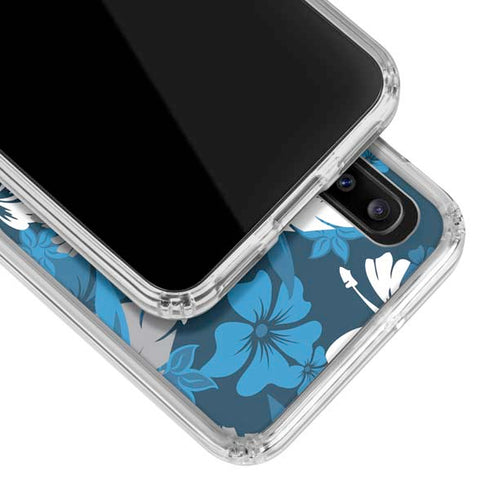 NFL Carolina Panthers Tropical Print Galaxy A30 Clear Case