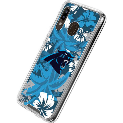 NFL Carolina Panthers Tropical Print Galaxy A30 Clear Case
