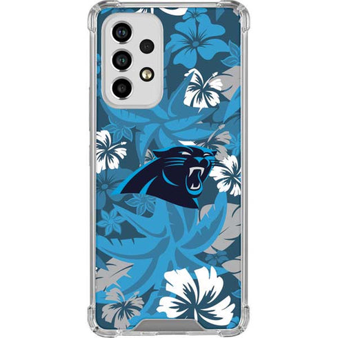 NFL Carolina Panthers Tropical Print Galaxy A33 5G Clear Case