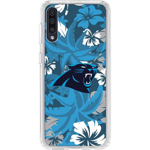 NFL Carolina Panthers Tropical Print Galaxy A50 Clear Case
