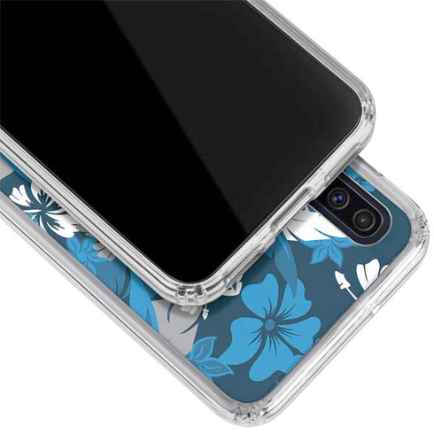 NFL Carolina Panthers Tropical Print Galaxy A50 Clear Case
