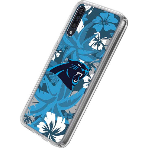 NFL Carolina Panthers Tropical Print Galaxy A50 Clear Case
