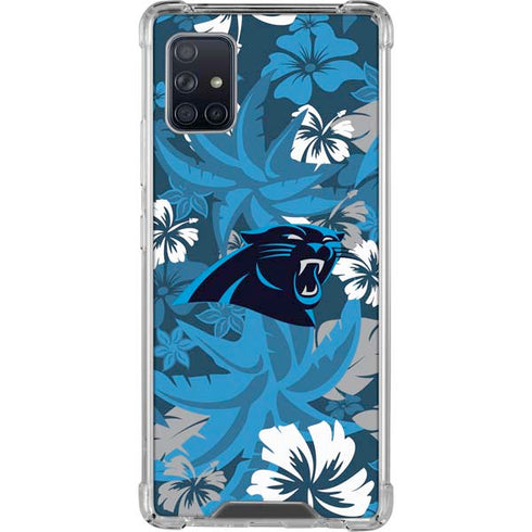 NFL Carolina Panthers Tropical Print Galaxy A51 5G Clear Case