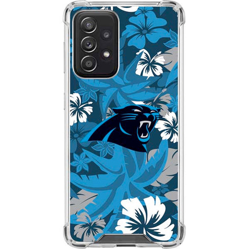 NFL Carolina Panthers Tropical Print Galaxy A52 5G Clear Case