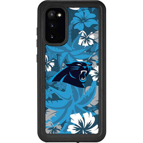 NFL Carolina Panthers Tropical Print Galaxy S20 Waterproof Case