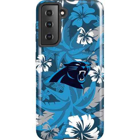NFL Carolina Panthers Tropical Print Galaxy S21 5G Pro Case