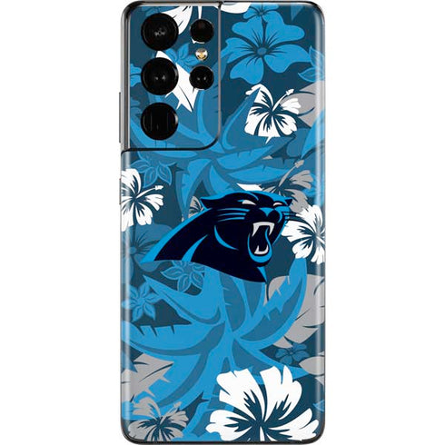NFL Carolina Panthers Tropical Print Galaxy S21 Ultra 5G Skin