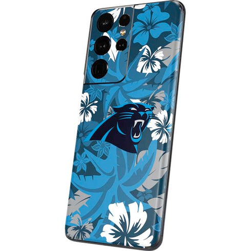 NFL Carolina Panthers Tropical Print Galaxy S21 Ultra 5G Skin