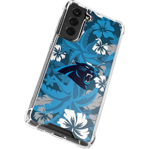 NFL Carolina Panthers Tropical Print Galaxy S22 Plus Clear Case