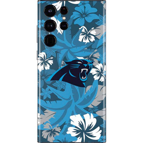 NFL Carolina Panthers Tropical Print Galaxy S22 Ultra Skin
