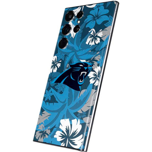 NFL Carolina Panthers Tropical Print Galaxy S22 Ultra Skin