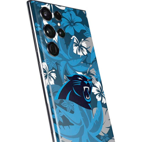 NFL Carolina Panthers Tropical Print Galaxy S22 Ultra Skin