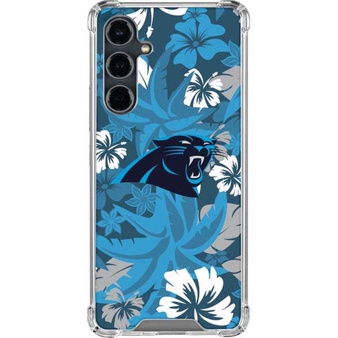 NFL Carolina Panthers Tropical Print Galaxy S23 FE Clear Case