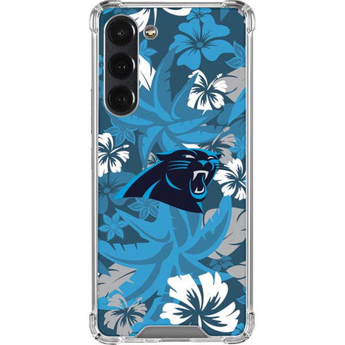 NFL Carolina Panthers Tropical Print Galaxy S23 Plus Clear Case
