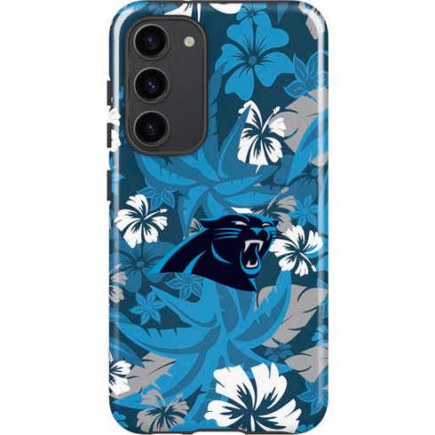 NFL Carolina Panthers Tropical Print Galaxy S23 Plus Pro Case