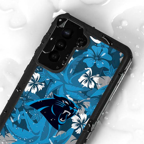 NFL Carolina Panthers Tropical Print Galaxy S23 Waterproof Case