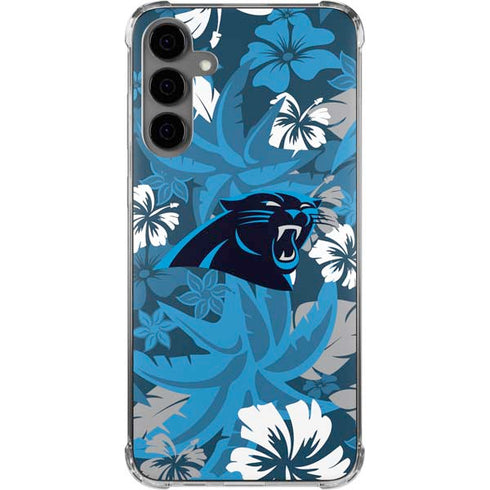 NFL Carolina Panthers Tropical Print Galaxy S24 Plus Clear Case