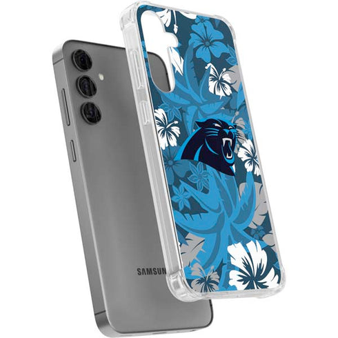 NFL Carolina Panthers Tropical Print Galaxy S24 Plus Clear Case