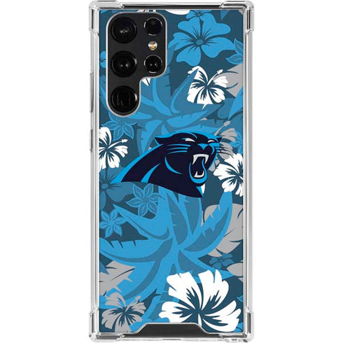 NFL Carolina Panthers Tropical Print Galaxy S24 Ultra Clear Case