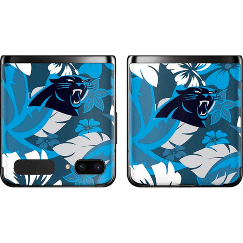 NFL Carolina Panthers Tropical Print Galaxy Z Flip Skin
