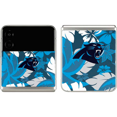 NFL Carolina Panthers Tropical Print Galaxy Z Flip3 5G Skin