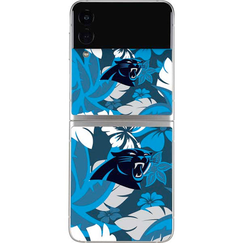 NFL Carolina Panthers Tropical Print Galaxy Z Flip3 5G Skin