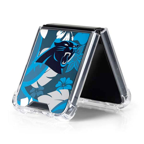 NFL Carolina Panthers Tropical Print Galaxy Z Flip5 5G Clear Case