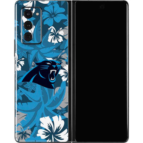 NFL Carolina Panthers Tropical Print Galaxy Z Fold2 5G Skin