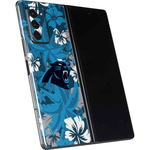 NFL Carolina Panthers Tropical Print Galaxy Z Fold2 5G Skin