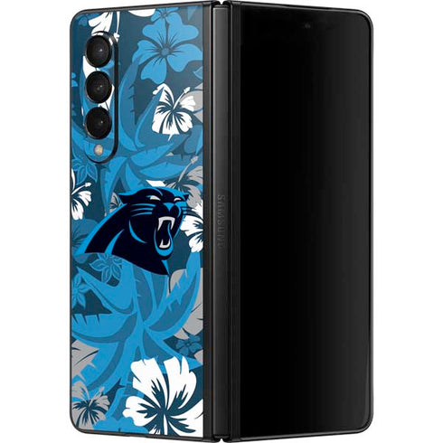 NFL Carolina Panthers Tropical Print Galaxy Z Fold3 5G Skin