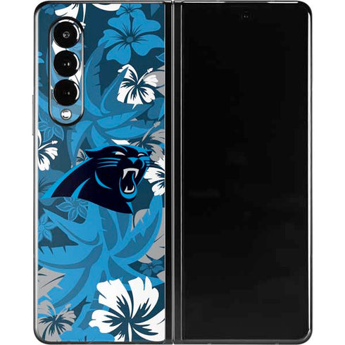 NFL Carolina Panthers Tropical Print Galaxy Z Fold3 5G Skin