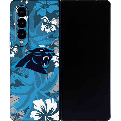 NFL Carolina Panthers Tropical Print Galaxy Z Fold4 5G Skin