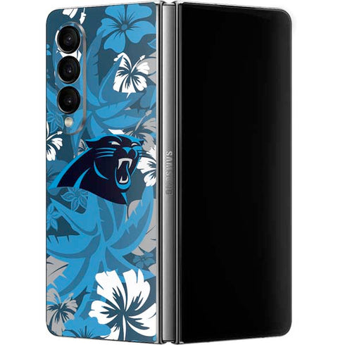 NFL Carolina Panthers Tropical Print Galaxy Z Fold4 5G Skin