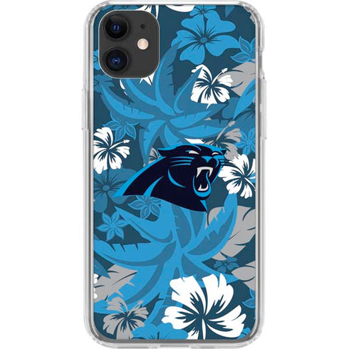 NFL Carolina Panthers Tropical Print iPhone 11 Clear Case