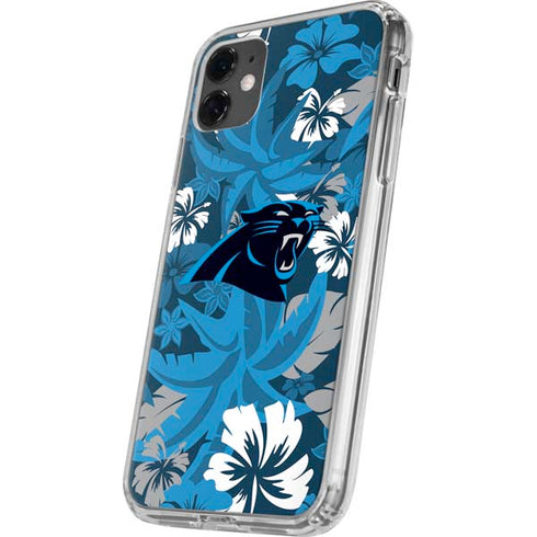 NFL Carolina Panthers Tropical Print iPhone 11 Clear Case