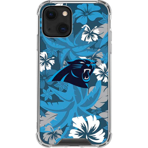 NFL Carolina Panthers Tropical Print iPhone 13 Mini Clear Case