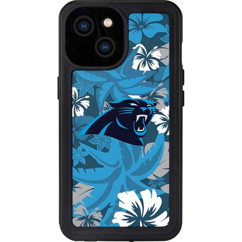 NFL Carolina Panthers Tropical Print iPhone 13 Mini Waterproof Case