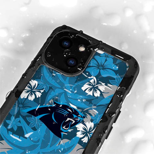 NFL Carolina Panthers Tropical Print iPhone 13 Mini Waterproof Case