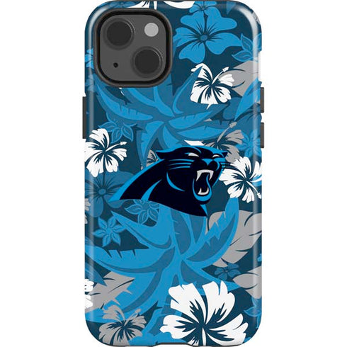 NFL Carolina Panthers Tropical Print iPhone 15 Impact Case