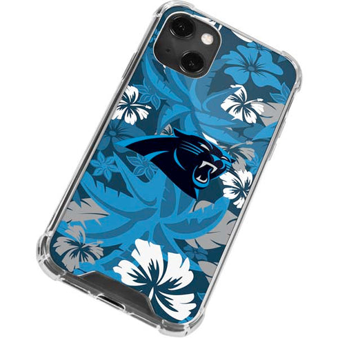 NFL Carolina Panthers Tropical Print iPhone 15 Plus Clear Case