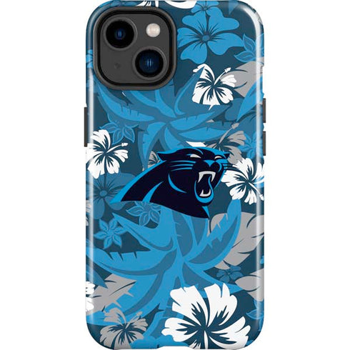 NFL Carolina Panthers Tropical Print iPhone 15 Plus Impact Case