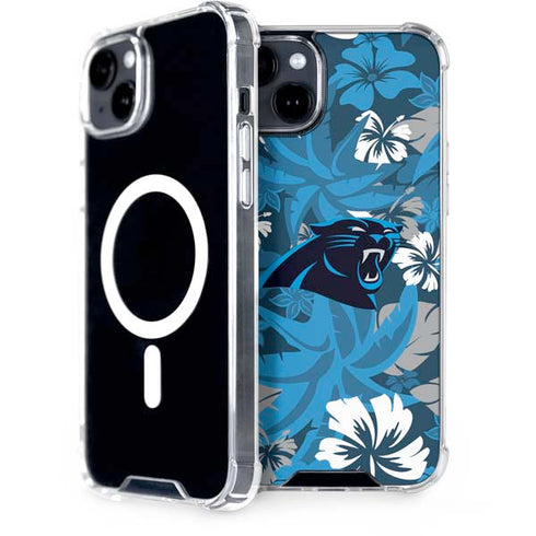 NFL Carolina Panthers Tropical Print iPhone 15 Plus MagSafe Case