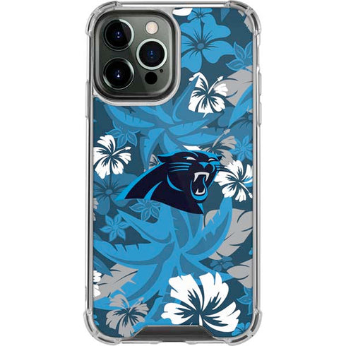 NFL Carolina Panthers Tropical Print iPhone 15 Pro Max Clear Case