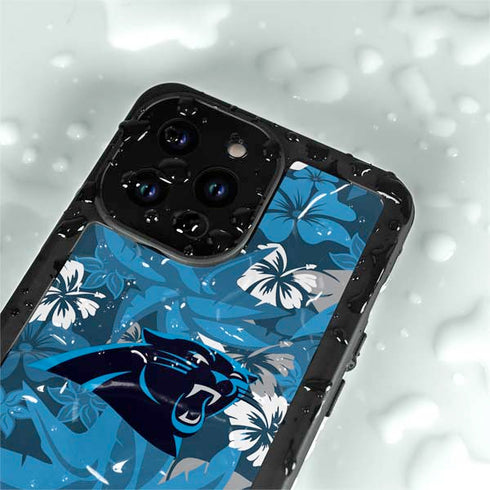 NFL Carolina Panthers Tropical Print iPhone 14 Pro Max Waterproof Case