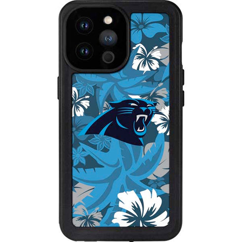 NFL Carolina Panthers Tropical Print iPhone 14 Pro Max Waterproof Case
