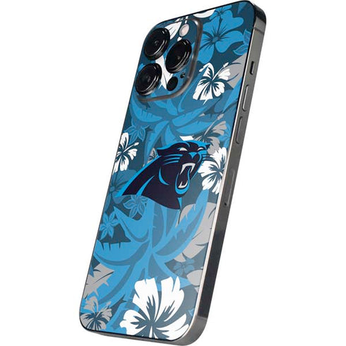 NFL Carolina Panthers Tropical Print iPhone 14 Pro Skin
