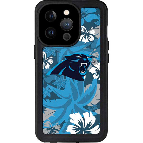 NFL Carolina Panthers Tropical Print iPhone 15 Pro Waterproof Case