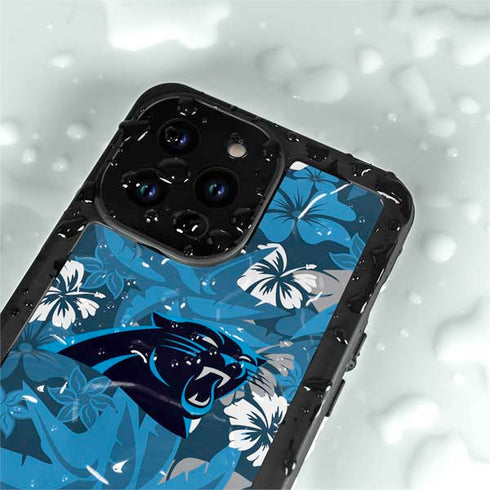 NFL Carolina Panthers Tropical Print iPhone 15 Pro Waterproof Case
