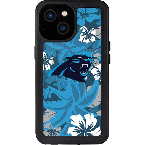 NFL Carolina Panthers Tropical Print iPhone 15 Waterproof Case